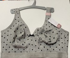 Cacique Women's Wireless Plus Full Coverage Bra Grey Polka Dot NWT 44DDD picture