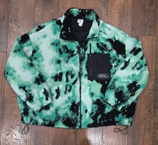 No Fear x H&M Sherpa Fleece Jacket Size XXL Green Black Tie Dye Zip picture