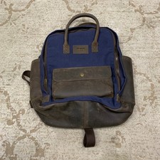 JW Hulme Leather Canvas Backpack Blue Brown picture
