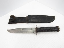 Vintage 1960-1962 US Mark 2 Utica Combat Knife Original 9-Rivet Leather Sheath picture