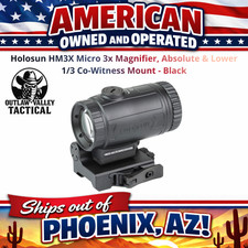 Holosun HM3X Micro 3x Magnifier, Absolute & Lower 1/3 Co-Witness Mount - Black picture