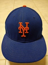 VintGe New Era 59FIFTY New York Mets Fitted Hat Hat 7 1/4 MLB Authentic Blue Y2K picture