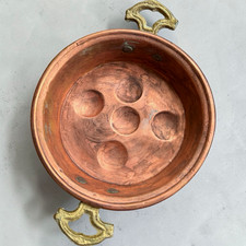 Vintage Solid Copper Escargot Pan Cooking Brass Specialty picture
