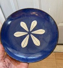 Vintage MCM Retro Cathrineholm Blue Lotus Enamel Plate Norway 7.5