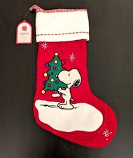 NEW NWT Pottery Barn Kids Peanuts Snoopy Quilted Christmas Stocking Red/White picture