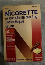 Nicorette 100-Pieces 4mg Nicotine Gum- Cinnamon Surge - EXP: 01/2028. SHIPS FAST picture