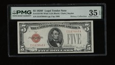 DBR 1928-F $5 Legal Wide I Fr. 1531Wi IA Block PMG 35 EPQ Serial I31879948A picture