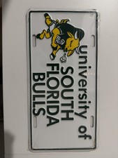 VTG 1982 University of South Florida Golden Brahmans Metal License Plate *RARE picture