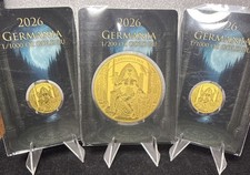 1/200th Germania Gold & Two 1/1000th  Germania Gold Rounds. Original Card  picture