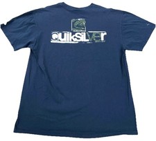 Vintage Y2K Quiksilver Shirt Men Large Blue Skate Tee Surf 2000s 2 Sided Navy * picture
