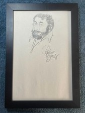CHARLES BRAGG DRAWING ON ANTIQUE PAPER, FRAMED ON WOOD, SIGNED AND SEALED picture