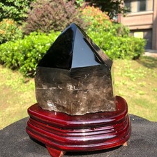 4.48LB  Natural Smoky Quartz Crystal Mineral Specimen Reiki Healing+Stand picture