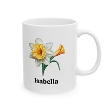 Personalized Birth Flower Mug, December, Narcissus,  Birthday Present, Coffee picture