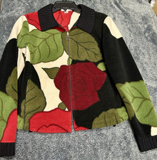 Vtg St John Sport by Marie Gray Women M Jacket Multicolor Fleece Full Zip (F3) picture
