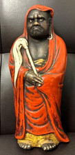 Japanese Vintage Pottery Daruma Monk Master Bodhidharma Statue H23.2cm Good-Luck picture