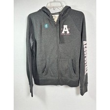 Aeropostale Womens Full Zip Hoodie Gray Pink Logo Fleece Sweatshirt Size M NWT picture
