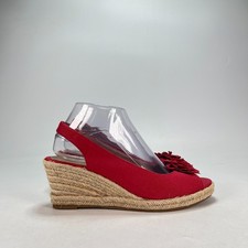 Karen Scott Daisy Red Slingback Peep Toe Espadrille Wedge Sandals Womens Size 8M picture