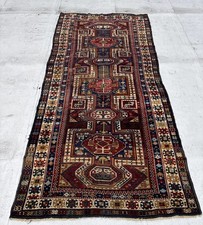 Gorgeous Fine Antique 5 X 10 Caucasian Surahani Kuba Rug Navy Crimson Ivory Rose picture