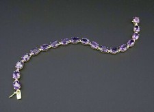 12.50Ct Oval Cut Simulated Amethyst Classic Bracelet 925 SilverYellowGold Plated picture