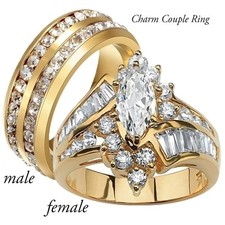 Fashion Gold Plated Rings for Women Cubic Zirconia Wedding Jewelry Size 6-12 picture