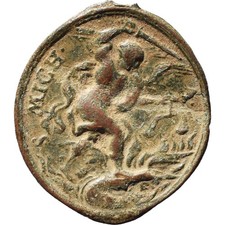AWESOME 1600s ST MICHAEL ARCHANGEL RELIGIOUS MEDAL ANTIQUE SOULS IN PURGATORY picture