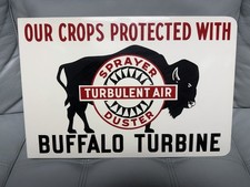 Vintage 1954 Buffalo Turbine flange sign Farm Feed Seed Crop Plow Original Rare picture