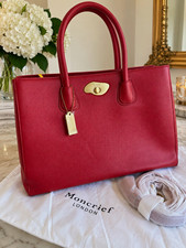 Moncrief London Women’s Red Tote Bag Turn Lock/Zip Detachable Strap Gold picture