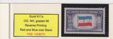 U.S. Sc #917a Yugoslavia Reverse Printing of Flag Colors w/PSE Cert Superb 98 NH picture
