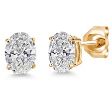 14K Yellow Gold Lab Grown Diamond Double Notch Stud Earrings | 1.40 Cttw | picture