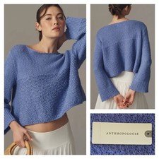 Anthropologie Pilcro Textured Boat-Neck Sweater Purple Size Small NWT $118 picture