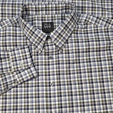 NWT Jos. A. Bank Traveler Traditional Fit Check Dress Shirt XXL Green Blue Gray picture