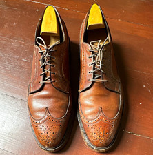 Vtg Florsheim Imperial 12D Brown Pebble Grain Longwing Shoes 9157 With Wood Tree picture