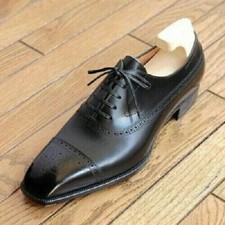 Men's Handmade Black Leather Oxford Dress Shoes Formal Dress Shoe picture