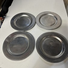 Vintage Lot Of (4) Wilton Pewter RWP Columbia Salad Snack 7.5” Plates USA picture