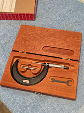 VINTAGE STARRETT #436 -- 2in. to 3in. MICROMETER NEW IN ORIGINAL WOODEN BOX USA picture