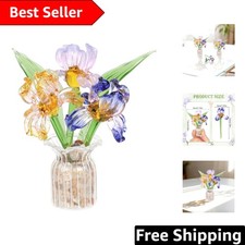 Colorful Handmade Mini Glass Flower Bouquets with Vase - Charming Centerpiece picture