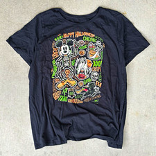 Disney Mickey Mouse Halloween Graphic T-Shirt Black Adult Size 2X picture