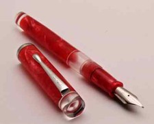 Mohi Harmony Rose Red Premium Acrylic Eyedropper Fountain Pen Chrome Trims New picture