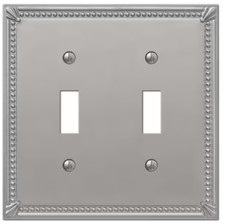 AMERELLE Imperial Bead 2 Gang Toggle Metal Wall Plate - Brushed Nickel picture