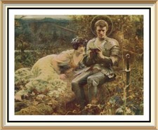 Vintage Pre-Raphaelite Fine Art Print TEMPTATION SIR PERCIVAL by Arthur Hacker picture