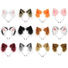 Share Faux Fur Cat Fox Ears Headband Furry Animal Hair Hoop Halloween Cosplay Co picture