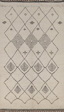 Beige Handmade Moroccan Area Rug 5x9 Ft Oriental Geometric Bedroom Wool Carpet  picture