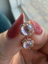 14k Rose Gold Diamond Pink Zircon Studs picture