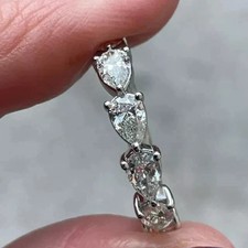 Women's 2Ct Pear Cut Lab-Created Diamond Engagement Ring 14K White Gold Plated picture