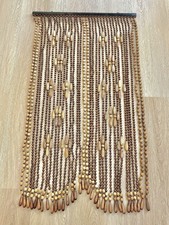 Vintage Showa Retro Wooden Beaded Curtain Noren Mid Century 33.5”W x 58”H picture