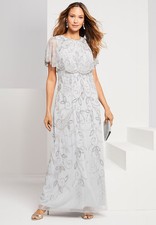 Roaman's Women's Plus Size Beaded Capelet Maxi Gown – Glam Evening Dress picture