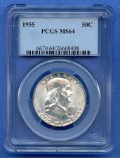 1955 P PCGS MS64 Franklin Half Dollar 50c Silver US Coin 1955-P MS-64 OBH picture