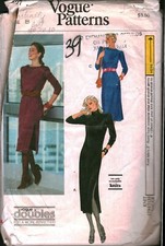 7427 Vintage Vogue Sewing Pattern Misses Fitted Straight Pullover Dress Stretch picture