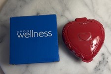 Rare Vintage Heart-Shaped Red Plastic Weekly Pill Organizer With Mirror AVON NIB picture