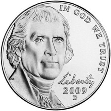 2009 D BU JEFFERSON NICKEL FROM A NEWLY OPENED BANK ROLL      picture